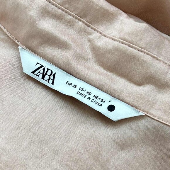 Zara Blush Pink Lyocell Semi-Sheer Crystal-Embellished Button Blouse – US XS - Picture 11 of 12